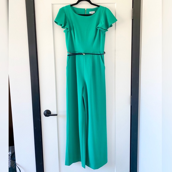 Calvin Klein Pants - Calvin Klein Belted Ruffle-Sleeve Jumpsuit NWOT